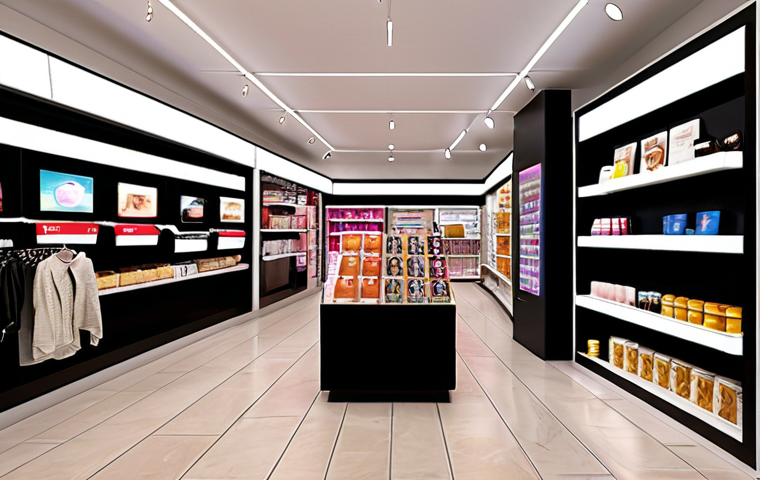 **Prompt:** A modern, well-designed retail store interior with customers seamlessly interacting with both physical products and digital displays. Focus on a smooth, intuitive customer journey and personalized product recommendations.