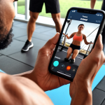 ** A diverse group of people engaging with a fitness app that features shorter, simpler workout routines. Focus on showcasing engagement and enjoyment.

**