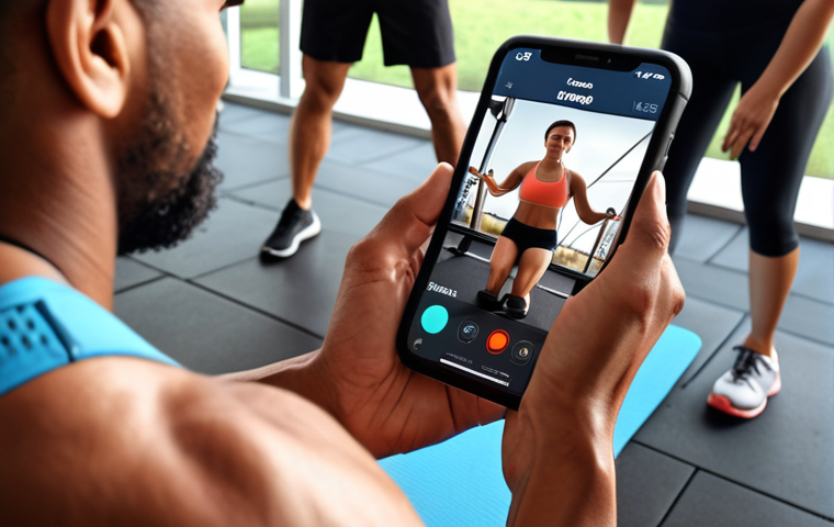 ** A diverse group of people engaging with a fitness app that features shorter, simpler workout routines. Focus on showcasing engagement and enjoyment.
**